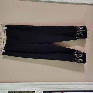 Ann Taylor Loft Pants, Black w/ gold embroidery on hem 10 Petite